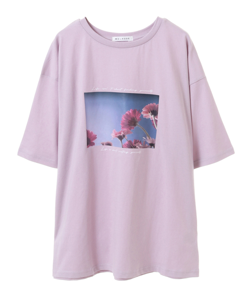 SOFFITTO（ソフィット）の「USAコットン天竺接触冷感転写プリントTシャツ(取り扱い店舗限定)（Tシャツ/カットソー・レディース・グレイッシュベージュ/オフホワイト/ラベンダー/チャコールグレー・FREE）」の4枚目の写真