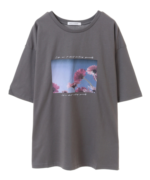SOFFITTO（ソフィット）の「USAコットン天竺接触冷感転写プリントTシャツ(取り扱い店舗限定)（Tシャツ/カットソー・レディース・グレイッシュベージュ/オフホワイト/ラベンダー/チャコールグレー・FREE）」の3枚目の写真