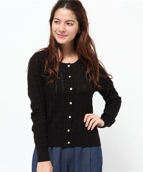 one after another NICE CLAUP（ワンアフターアナザーナイスクラップ）の「【ナイスクラップ】ダイヤケーブルカーディガン（カーディガン/ボレロ・レディース・アイボリー/キャメル/ボルドー/グリーン/ブラック・FREE）」の3枚目の写真