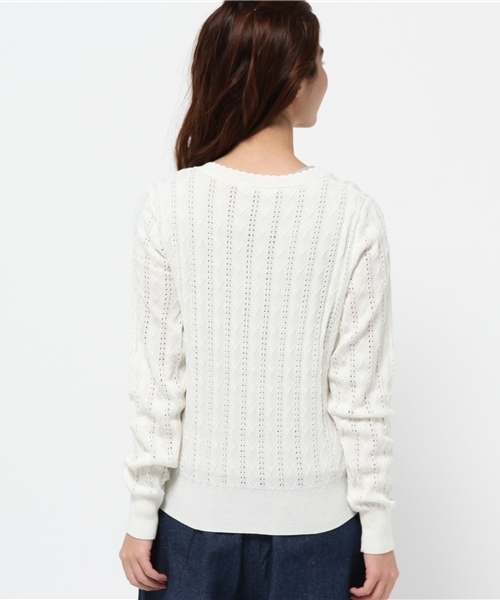 one after another NICE CLAUP（ワンアフターアナザーナイスクラップ）の「【ナイスクラップ】ダイヤケーブルカーディガン（カーディガン/ボレロ・レディース・アイボリー/キャメル/ボルドー/グリーン/ブラック・FREE）」の8枚目の写真