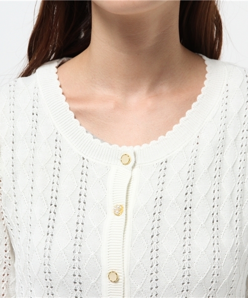 one after another NICE CLAUP（ワンアフターアナザーナイスクラップ）の「【ナイスクラップ】ダイヤケーブルカーディガン（カーディガン/ボレロ・レディース・アイボリー/キャメル/ボルドー/グリーン/ブラック・FREE）」の10枚目の写真