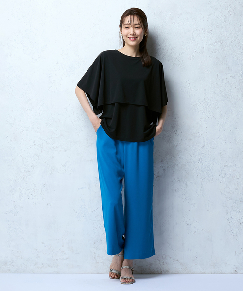 A/C DESIGN BY ALPHA CUBIC（エーシーデザインバイアルファキュービック）の「ケープショルダープルオーバー（Tシャツ/カットソー・レディース・オフホワイト/ブラック/モカ・L/M）」の20枚目の写真