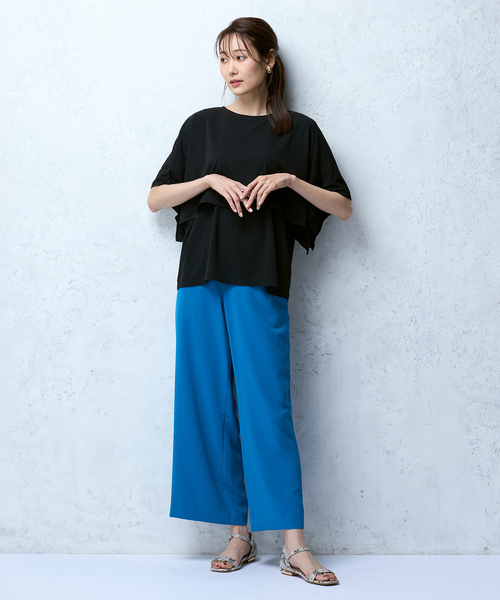 A/C DESIGN BY ALPHA CUBIC（エーシーデザインバイアルファキュービック）の「ケープショルダープルオーバー（Tシャツ/カットソー・レディース・オフホワイト/ブラック/モカ・L/M）」の21枚目の写真