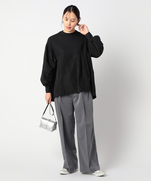 Grand PARK（グランドパーク）の「ニットブラウス ドッキングプルオーバー（シャツ/ブラウス・レディース・ブラック/ホワイト/ピンク/ブラウン・FREE）」の8枚目の写真