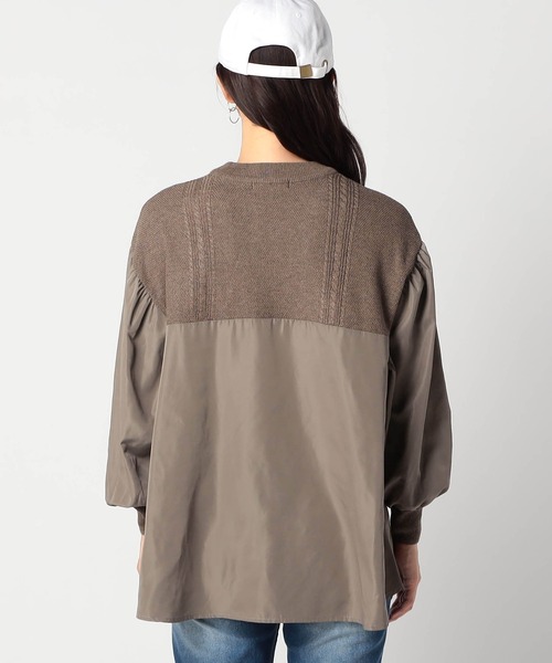 Grand PARK（グランドパーク）の「ニットブラウス ドッキングプルオーバー（シャツ/ブラウス・レディース・ブラック/ホワイト/ピンク/ブラウン・FREE）」の9枚目の写真