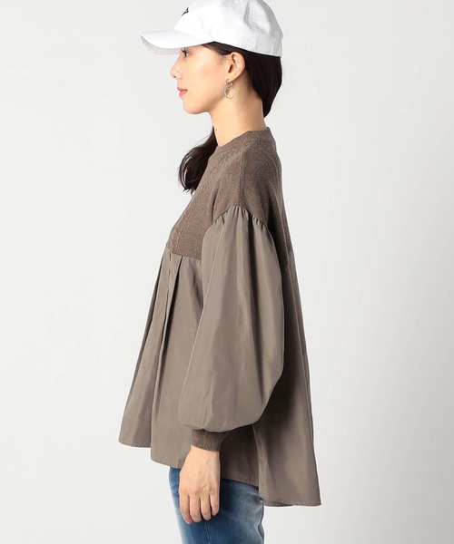 Grand PARK（グランドパーク）の「ニットブラウス ドッキングプルオーバー（シャツ/ブラウス・レディース・ブラック/ホワイト/ピンク/ブラウン・FREE）」の10枚目の写真