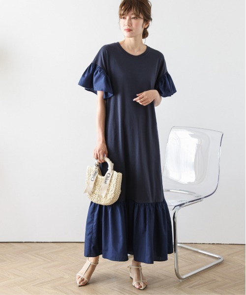 SUGAR BISKET（シュガービスケット）の「フリルドッキングロングワンピース（ワンピース・レディース・ネイビー/グレー/ブラック・フリー）」の4枚目の写真