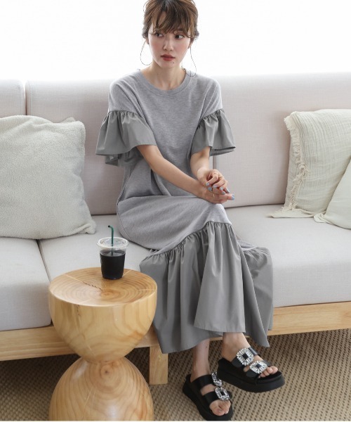 SUGAR BISKET（シュガービスケット）の「フリルドッキングロングワンピース（ワンピース・レディース・ネイビー/グレー/ブラック・フリー）」の12枚目の写真