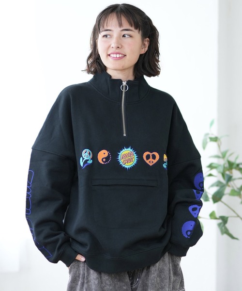SANTA CRUZ(サンタクルーズ)の「【ムラサキスポーツ限定】SANTACRUZ/サンタクルーズ ハーフジップトレーナー 502243334(スウェット・レディース・シルバーグレー/サーモンピンク/スミクロ/イエロー/ラベンダー・M/L)」の2枚目の写真