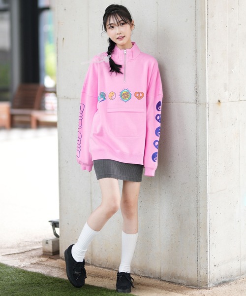 【美品】SANTA CRUZ★サンタクルーズ★刺繍ロゴ★ハーフジップ★スウェット SANTACRUZ サンタクルーズ ハーフジップ トレーナー レディース