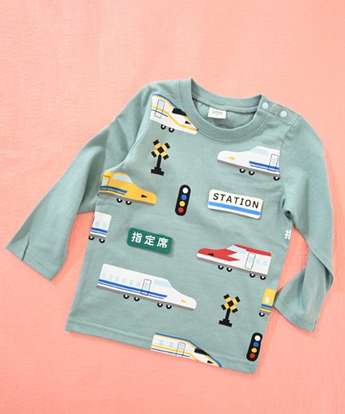 CHEEK ROOM（チークルーム）の「CHEEK ROOM/チークルーム 新幹線ロングＴシャツ（Tシャツ/カットソー・キッズ・ブルー/チャコールグレー/イエロー・90cm/100cm/110cm/120cm/130cm/80ｃｍ）」の3枚目の写真