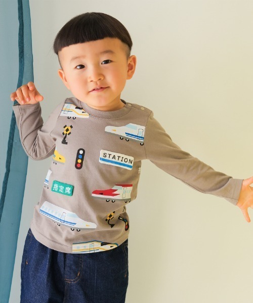 CHEEK ROOM（チークルーム）の「CHEEK ROOM/チークルーム 新幹線ロングＴシャツ（Tシャツ/カットソー・キッズ・ブルー/チャコールグレー/イエロー・90cm/100cm/110cm/120cm/130cm/80ｃｍ）」の7枚目の写真