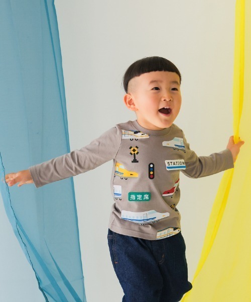 CHEEK ROOM（チークルーム）の「CHEEK ROOM/チークルーム 新幹線ロングＴシャツ（Tシャツ/カットソー・キッズ・ブルー/チャコールグレー/イエロー・90cm/100cm/110cm/120cm/130cm/80ｃｍ）」の9枚目の写真