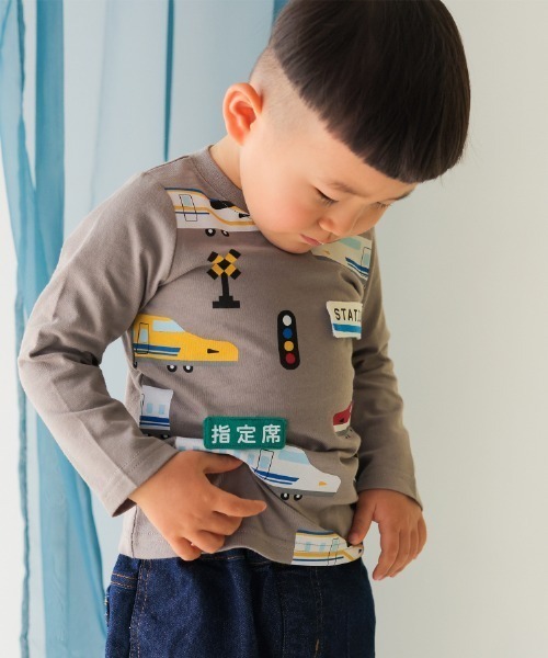CHEEK ROOM（チークルーム）の「CHEEK ROOM/チークルーム 新幹線ロングＴシャツ（Tシャツ/カットソー・キッズ・ブルー/チャコールグレー/イエロー・90cm/100cm/110cm/120cm/130cm/80ｃｍ）」の12枚目の写真