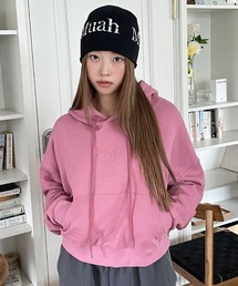 A'GEM/9 × .kom 『muah muah/ムーアムーア』 STITCH PIGMENT CROP HOODIE/ステッチ ピグメントクロップフーディー