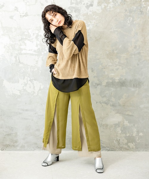 ☆新品☆ OSMOSIS 前スリットパンツ レディース OSMOSIS パンツ サイドスリットパンツ レディース : ZOZOTOWN