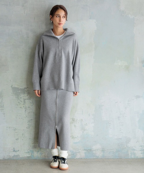 HEREIAM（ヘレイアム）の「【HEREIAM】マシンウォッシャブル可/ファインタッチZIPニットスカート（スカート・レディース・ブラック/グレー・SMALL/MEDIUM）」の3枚目の写真