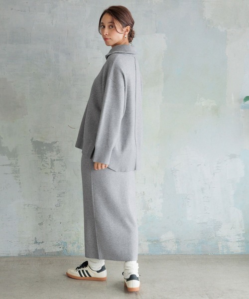 HEREIAM（ヘレイアム）の「【HEREIAM】マシンウォッシャブル可/ファインタッチZIPニットスカート（スカート・レディース・ブラック/グレー・SMALL/MEDIUM）」の4枚目の写真