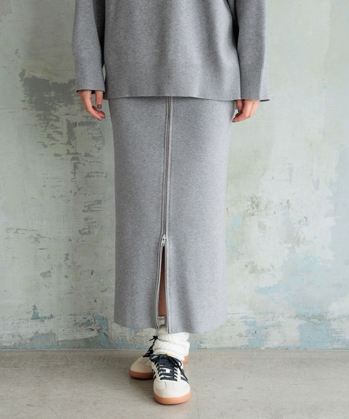 HEREIAM（ヘレイアム）の「【HEREIAM】マシンウォッシャブル可/ファインタッチZIPニットスカート（スカート・レディース・ブラック/グレー・SMALL/MEDIUM）」の6枚目の写真