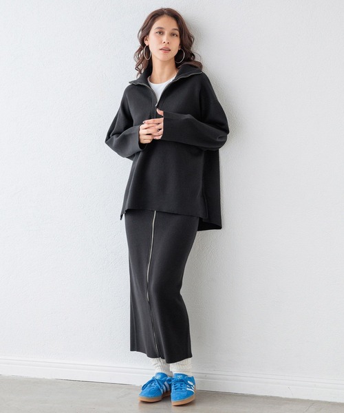 HEREIAM（ヘレイアム）の「【HEREIAM】マシンウォッシャブル可/ファインタッチZIPニットスカート（スカート・レディース・ブラック/グレー・SMALL/MEDIUM）」の9枚目の写真