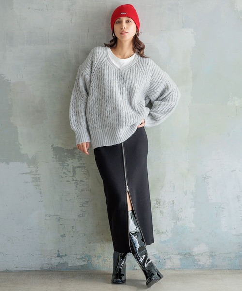 HEREIAM（ヘレイアム）の「【HEREIAM】マシンウォッシャブル可/ファインタッチZIPニットスカート（スカート・レディース・ブラック/グレー・SMALL/MEDIUM）」の13枚目の写真