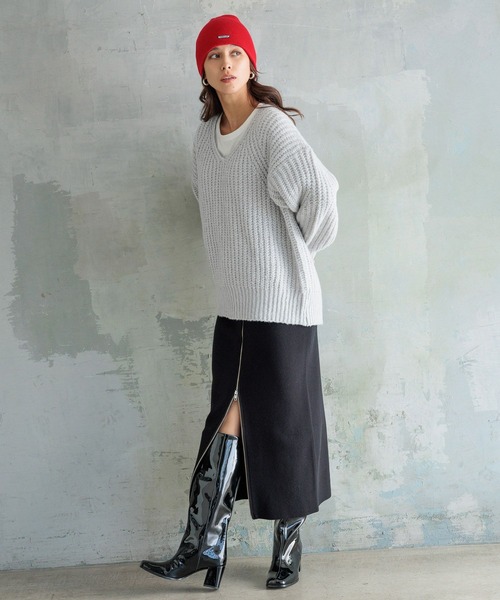 HEREIAM（ヘレイアム）の「【HEREIAM】マシンウォッシャブル可/ファインタッチZIPニットスカート（スカート・レディース・ブラック/グレー・SMALL/MEDIUM）」の14枚目の写真