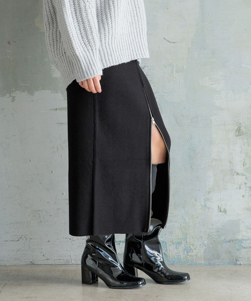 HEREIAM（ヘレイアム）の「【HEREIAM】マシンウォッシャブル可/ファインタッチZIPニットスカート（スカート・レディース・ブラック/グレー・SMALL/MEDIUM）」の19枚目の写真