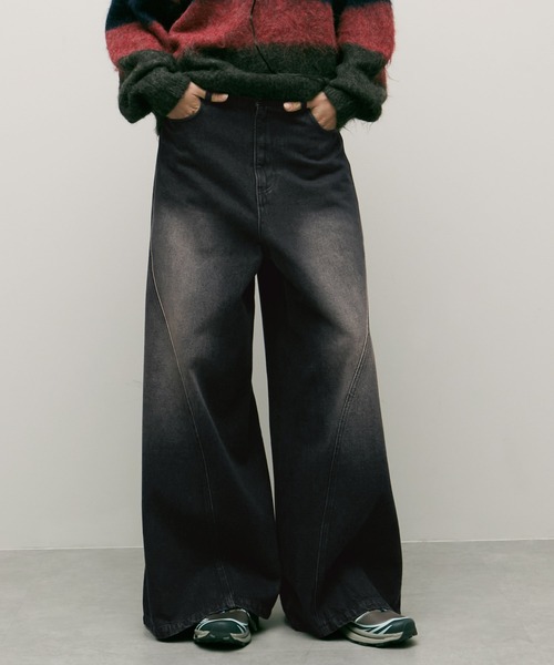 ENDER PRODUCTS（エンダープロダクツ）の「ヴィンテージ加工立体裁断フレアワイドデニム【ENDER PRODUCTS/エンダープロダクツ】（デニムパンツ・メンズ・ブルー/グレー/ブラック・L/M）」の3枚目の写真