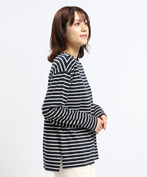 GLOBAL WORK Smile Seed Store(グローバルワーク スマイルシードストア)の「コットンボーダーTシャツ/長袖/118571(Tシャツ/カットソー・レディース・ダークブルー/その他/ブルー系その他5/グレー・LARGE/SMALL/MEDIUM/X-LARGE)」の3枚目の写真