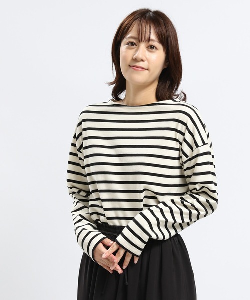 GLOBAL WORK Smile Seed Store(グローバルワーク スマイルシードストア)の「コットンボーダーTシャツ/長袖/118571(Tシャツ/カットソー・レディース・ダークブルー/その他/ブルー系その他5/グレー・LARGE/SMALL/MEDIUM/X-LARGE)」の2枚目の写真