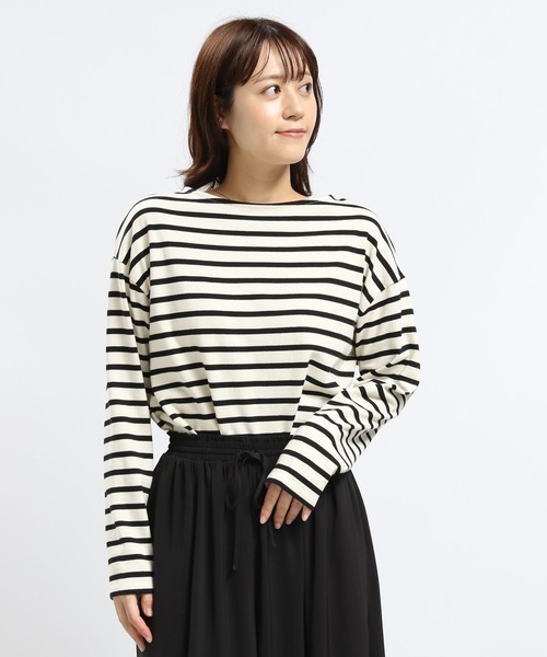 GLOBAL WORK Smile Seed Store(グローバルワーク スマイルシードストア)の「コットンボーダーTシャツ/長袖/118571(Tシャツ/カットソー・レディース・ダークブルー/その他/ブルー系その他5/グレー・LARGE/SMALL/MEDIUM/X-LARGE)」の8枚目の写真