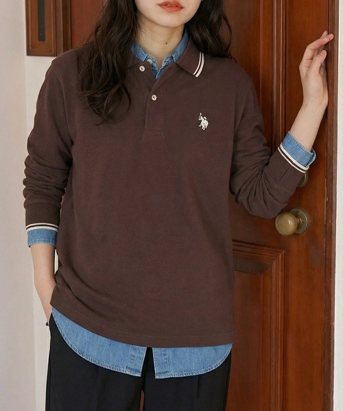 U.S. POLO ASSN.(ユーエスポロアッスン)の「【U.S. POLO ASSN.】Twin Tipped POLO shirts longsleeve /ティップラインロングスリーブポロシャツ(Tシャツ/カットソー・レディース・ブラック/ネイビー/ホワイト/グリーン/レッド/ダークブラウン・S/M/L/XL/XS)」の3枚目の写真