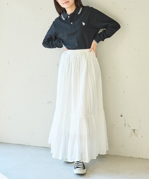 U.S. POLO ASSN.(ユーエスポロアッスン)の「【U.S. POLO ASSN.】Twin Tipped POLO shirts longsleeve /ティップラインロングスリーブポロシャツ(Tシャツ/カットソー・レディース・ブラック/ネイビー/ホワイト/グリーン/レッド/ダークブラウン・S/M/L/XL/XS)」の7枚目の写真