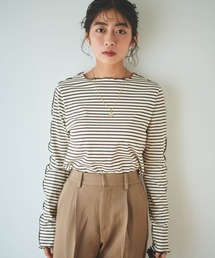 【150㎝前後の小柄さんサイズ】ボーダーテレコメロウトップス