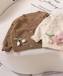 aimoha（アイモハ）の「【aimoha-KIDS-】ダイヤ柄透かし編みチューリプカーディガン（カーディガン/ボレロ・キッズ）」