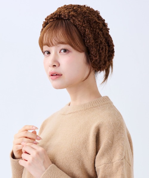 新品　ブラウンファー　イヤーマフ イヤーマフラー 耳当て 'フェイクファー ボリューム'（イヤーマフ