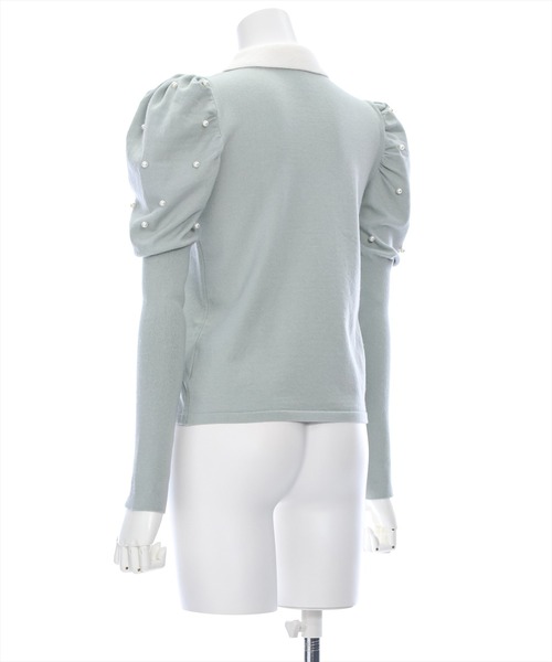 clear（クリア）の「袖パールフェザー配色襟付ニットトップス [大人 フェミニン]≪再入荷≫（ニット/セーター・レディース・ミント/ブラック/アイボリー・F）」の10枚目の写真