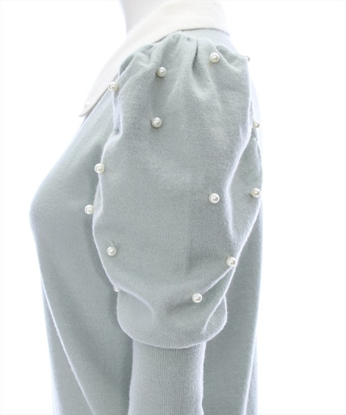 clear（クリア）の「袖パールフェザー配色襟付ニットトップス [大人 フェミニン]≪再入荷≫（ニット/セーター・レディース・ミント/ブラック/アイボリー・F）」の14枚目の写真