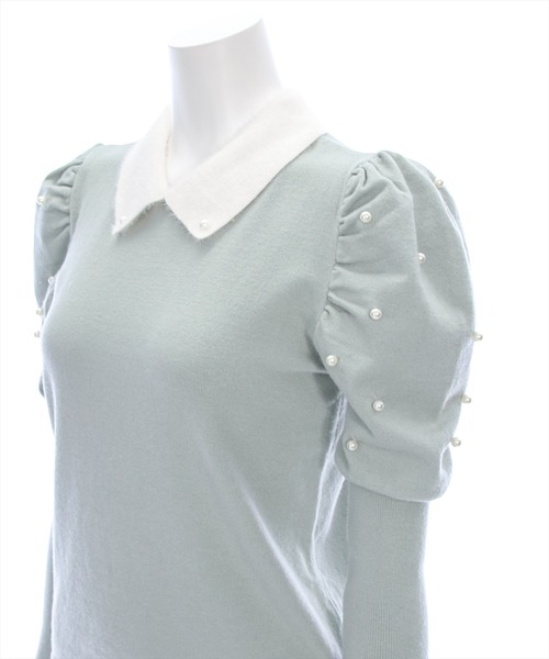 clear（クリア）の「袖パールフェザー配色襟付ニットトップス [大人 フェミニン]≪再入荷≫（ニット/セーター・レディース・ミント/ブラック/アイボリー・F）」の13枚目の写真