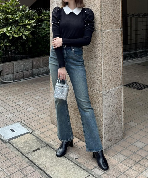 clear（クリア）の「袖パールフェザー配色襟付ニットトップス [大人 フェミニン]≪再入荷≫（ニット/セーター・レディース・ミント/ブラック/アイボリー・F）」の20枚目の写真