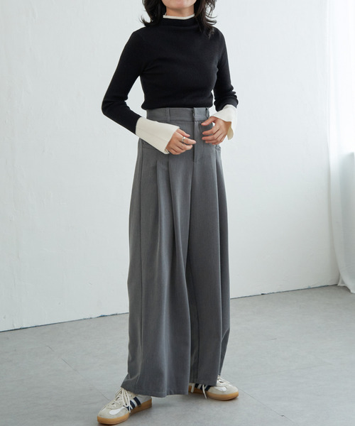 VENCEEXCHANGE（ヴァンスエクスチェンジ）の「配色スリット袖ハイネックニット（ニット/セーター・レディース・ブラック/グレー/アイボリー/チャコール・FREE）」の15枚目の写真