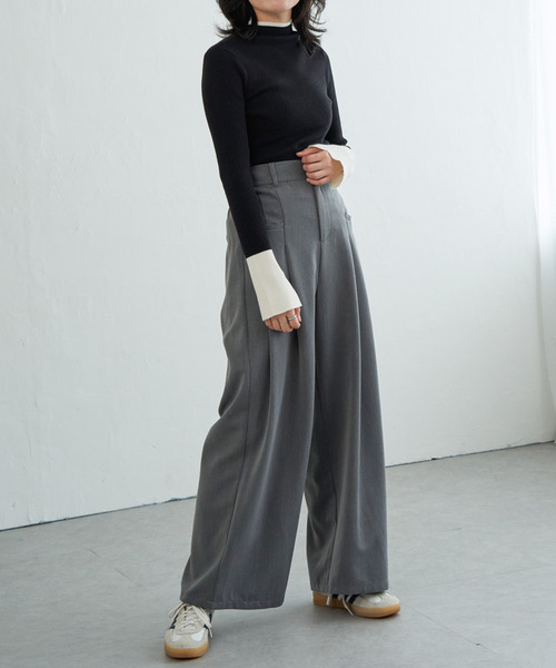 VENCEEXCHANGE（ヴァンスエクスチェンジ）の「配色スリット袖ハイネックニット（ニット/セーター・レディース・ブラック/グレー/アイボリー/チャコール・FREE）」の17枚目の写真