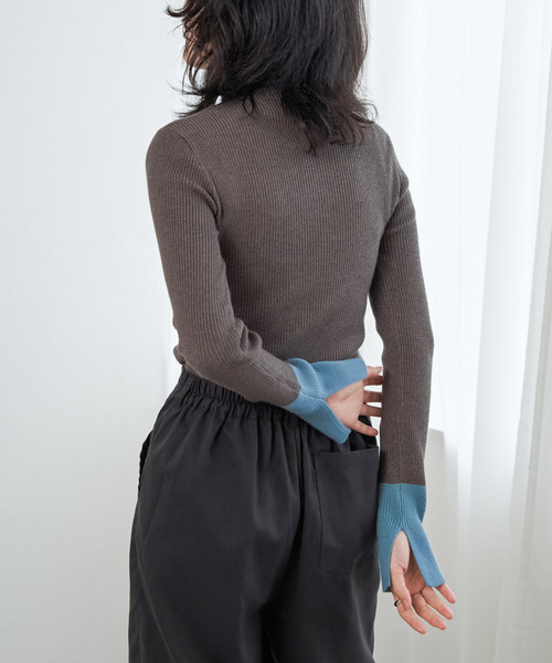 VENCEEXCHANGE（ヴァンスエクスチェンジ）の「配色スリット袖ハイネックニット（ニット/セーター・レディース・ブラック/グレー/アイボリー/チャコール・FREE）」の20枚目の写真