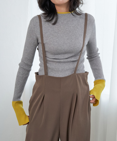 VENCEEXCHANGE（ヴァンスエクスチェンジ）の「配色スリット袖ハイネックニット（ニット/セーター・レディース・ブラック/グレー/アイボリー/チャコール・FREE）」の7枚目の写真