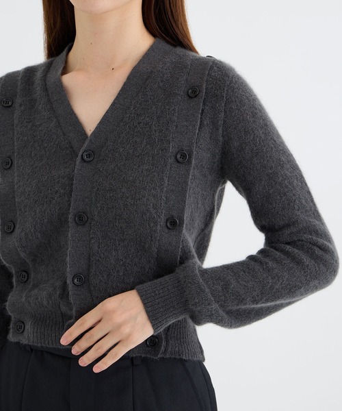 JOHN LAWRENCE SULLIVAN(ジョンローレンスサリバン)の「【JOHN LAWRENCE SULLIVAN/ジョンローレンスサリバン】MOHAIR CARDIGAN WITH BUTTON/モヘヤウールニットカーディガン(カーディガン/ボレロ・レディース・ブラック/グレー・FREE)」の8枚目の写真