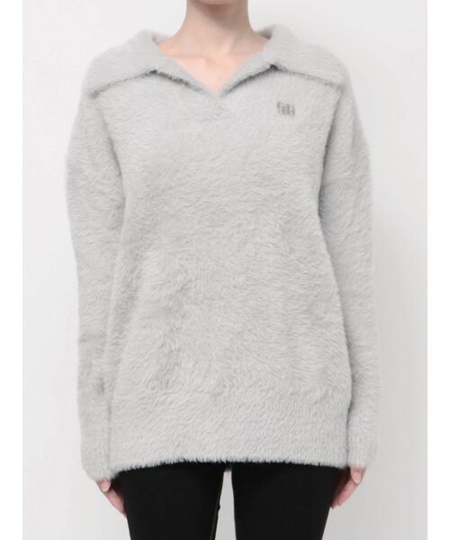 ニット セーター GYGYプレートシャギーポロニットチュニック レディース GYDA ニット セーター GYGYプレートシャギーポロニット