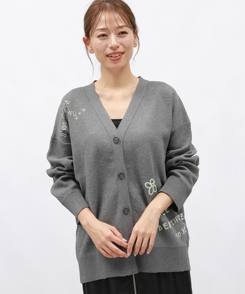 LAKOLE（ラコレ）の「ラフタッチVネックジャガードカーディガン/149361（カーディガン/ボレロ・レディース・ブラウン/ベージュ/チャコール・FREE）」の2枚目の写真