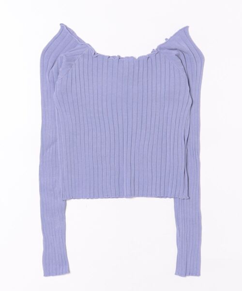 リブトップス メロウフリル クロップド丈 トップス レディース