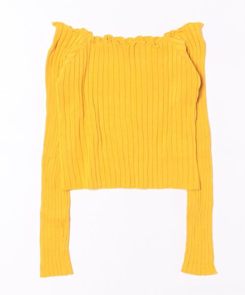 リブトップス メロウフリル クロップド丈 トップス レディース