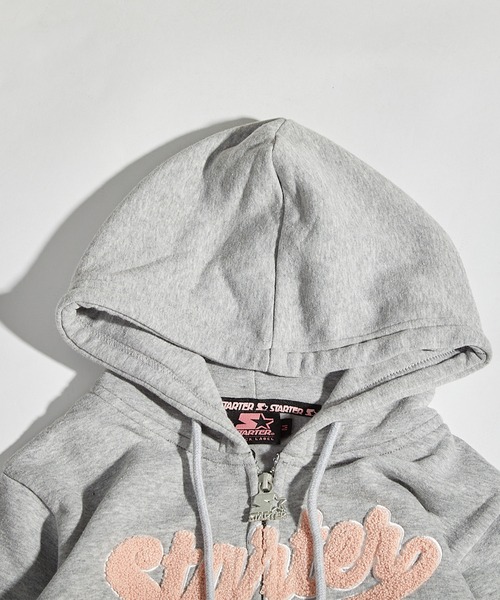 パーカー STARTER サガラ刺繍ワッペン ショート丈 ジップパーカー / Sagara Embroidery Patch Short Length STARTER BLACK LABEL パーカー サガラ刺繍ワッペン ショート丈